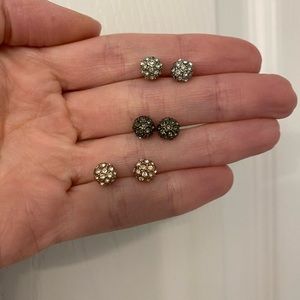 Set of 3 rhinestone studded earrings